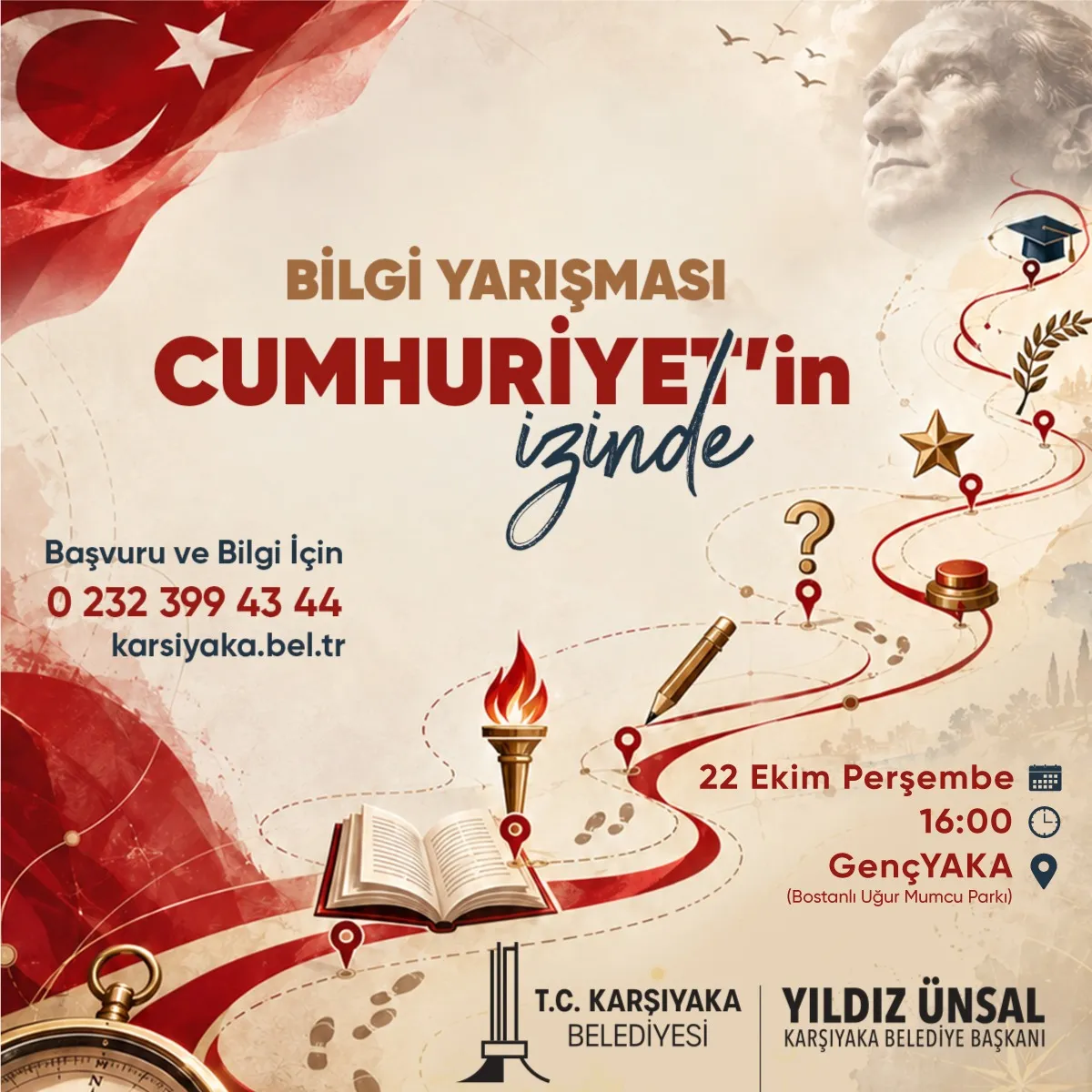 Cumhuriyet'in İzinde Bilgi Yarışması Başvurusu İçin Lütfen Görsele Tıklayın.