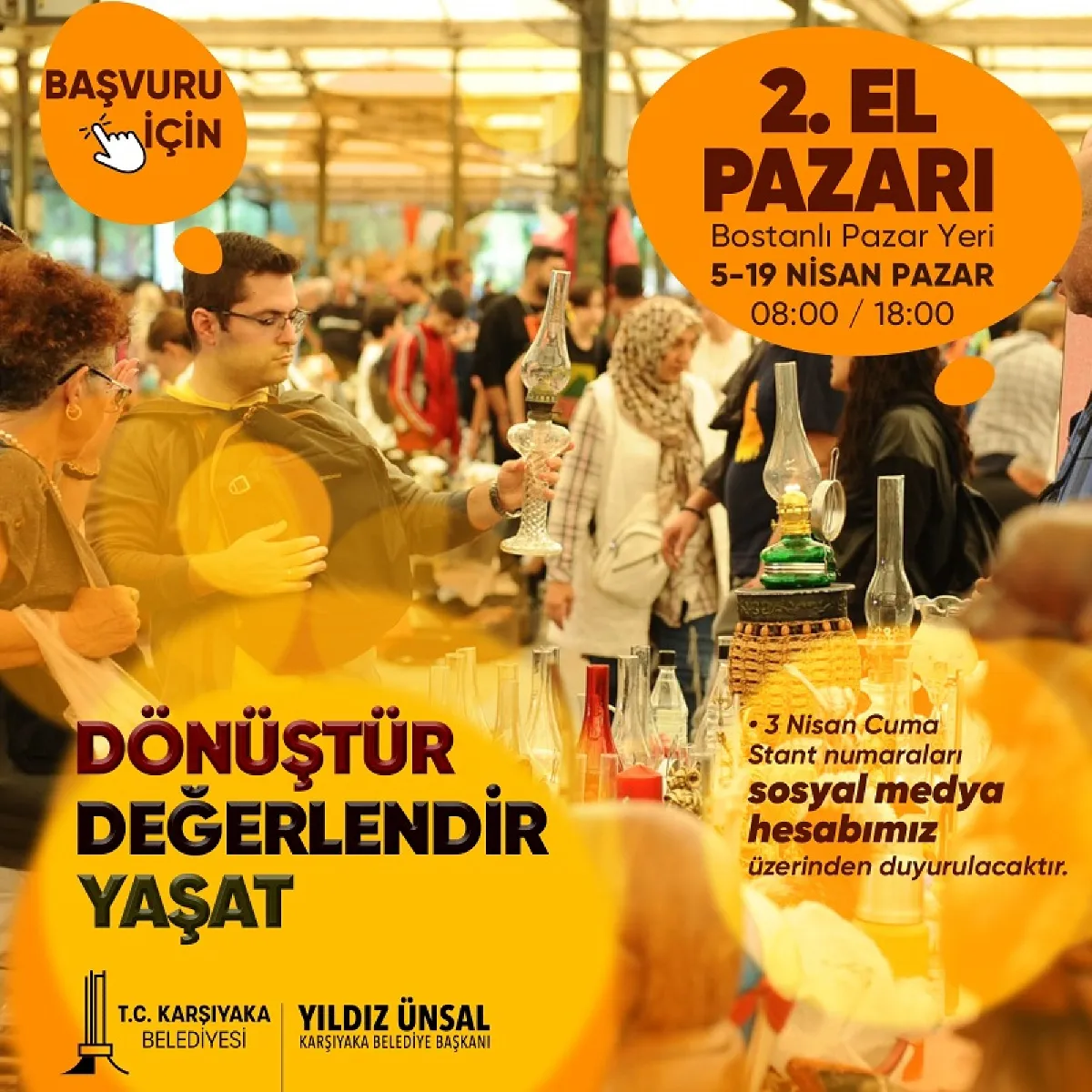 Belediyemizin Düzenlediği Nisan Ayı 2. El Pazarı Etkinliğine Başvurunuzu Görsele Tıklayarak Yapabilirsiniz.