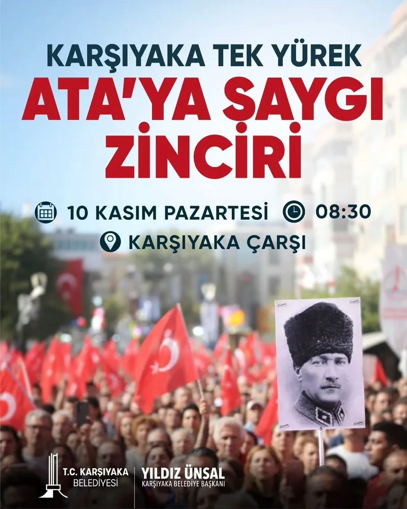 Karşıyaka Tek Yürek Ata'ya Saygı Zinciri