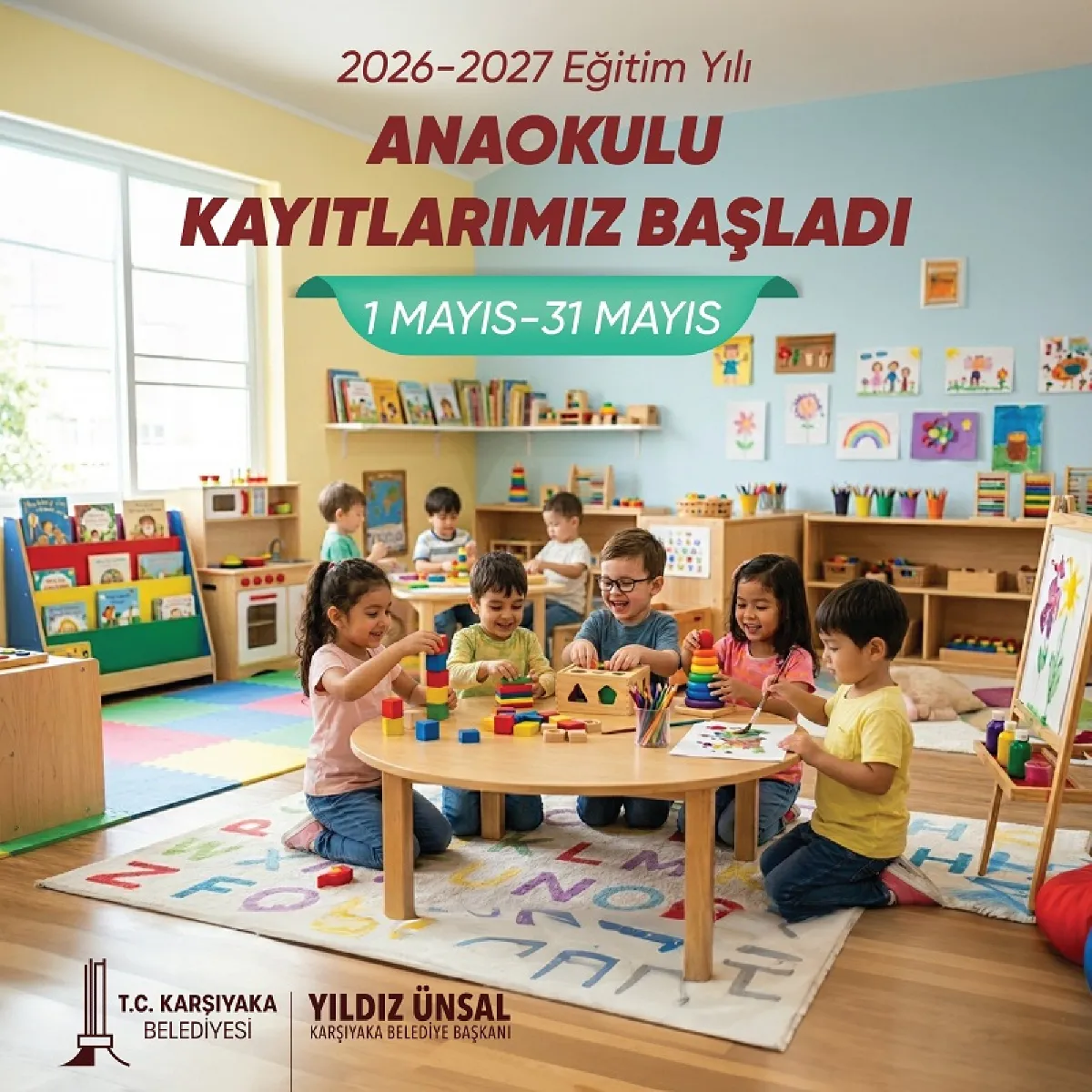 2026-2027  Karşıyaka Belediyesi Anaokulları Ön Kayıt Başvurunuzu Görsele Tıklayarak Yapabilirsiniz.