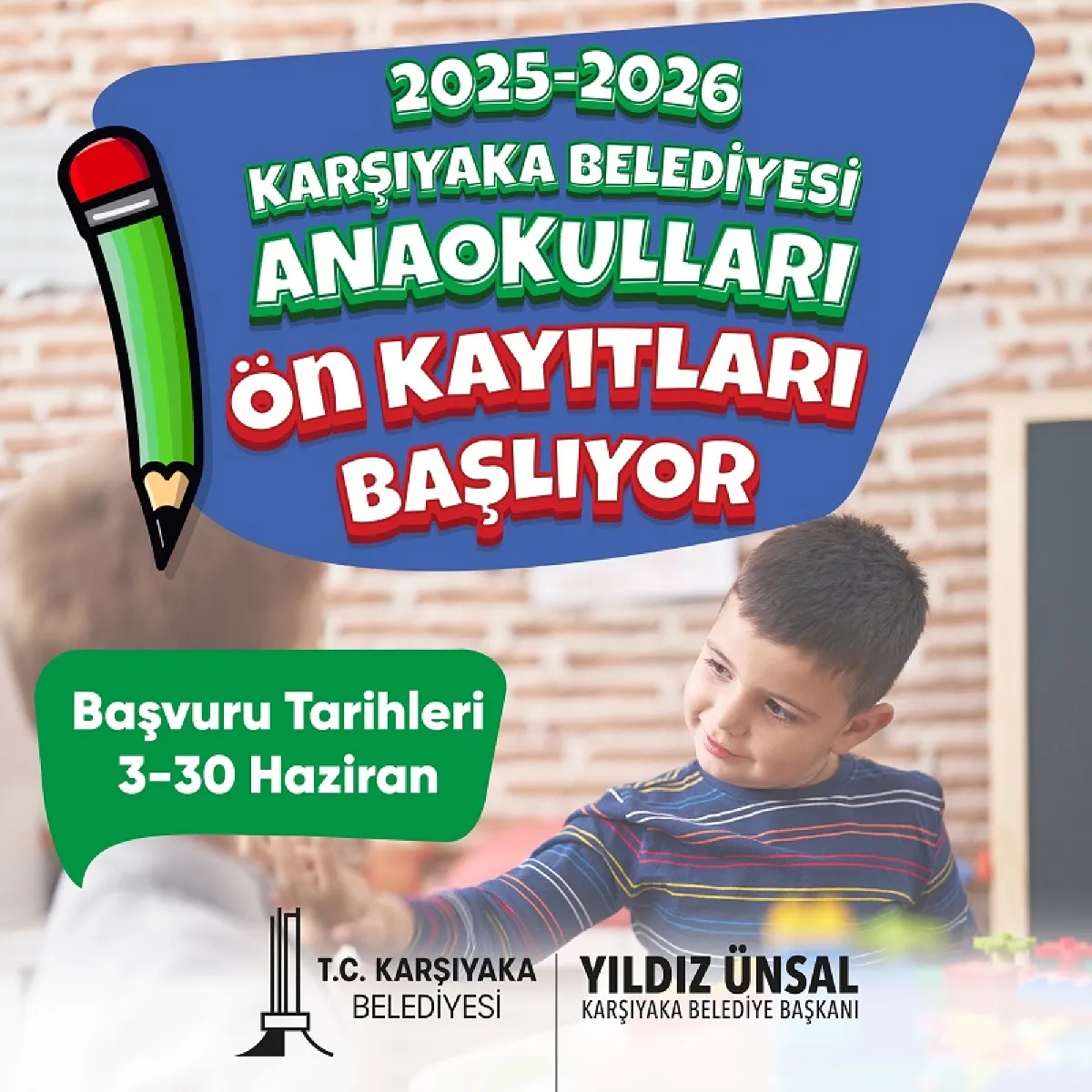 2025-2026  Karşıyaka Belediyesi Anaokulları Ön Kayıt Başvurunuzu Görsele Tıklayarak Yapabilirsiniz.